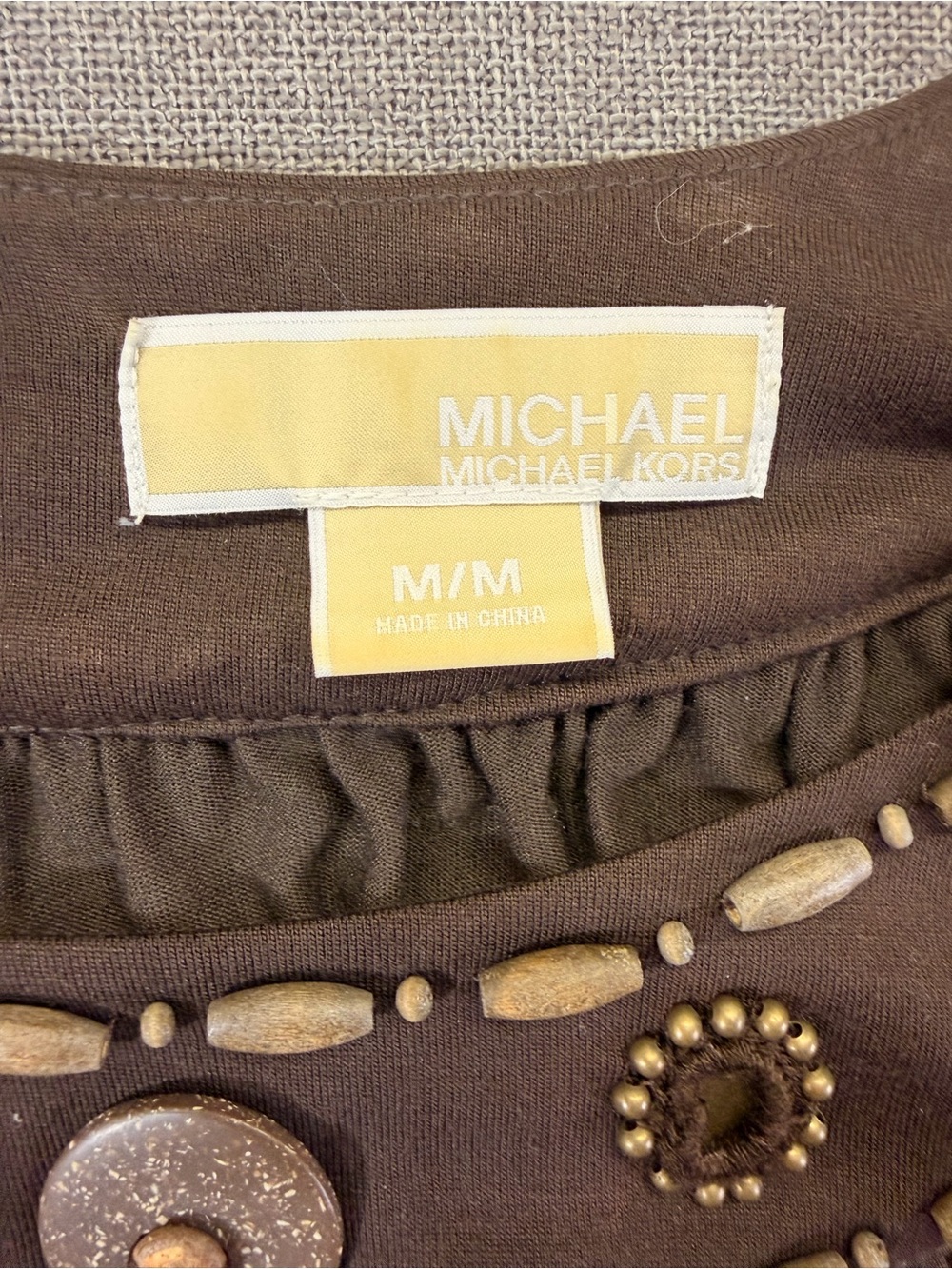 Michael Kors Brown Embellished Sleeveless Top Size Medium - Picture 6 of 7
